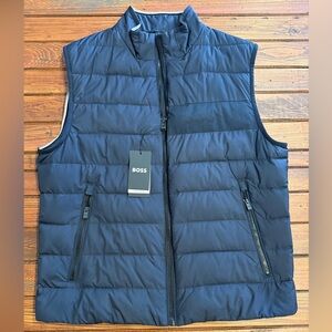 Boss Men's Dark Blue Quilted Vest
